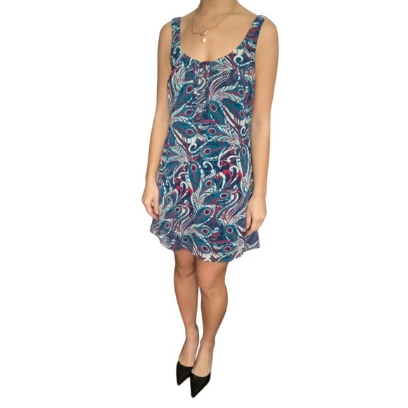 GUESS Chiffon Printed Dress with Buttons - Picture 2 of 5